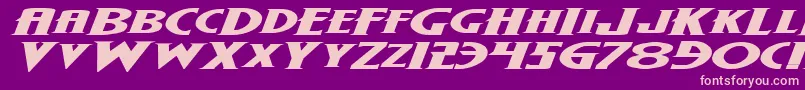 WolfsBaneExpandedItalic-fontti – vaaleanpunaiset fontit violetilla taustalla