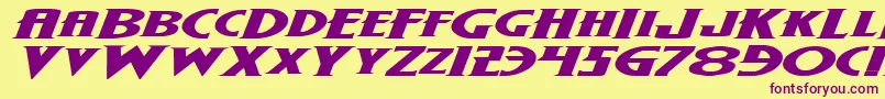WolfsBaneExpandedItalic Font – Purple Fonts on Yellow Background