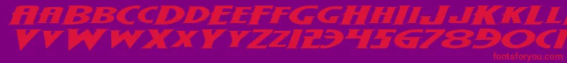 フォントWolfsBaneExpandedItalic – 紫の背景に赤い文字