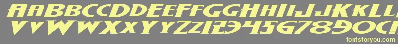 WolfsBaneExpandedItalic-fontti – keltaiset fontit harmaalla taustalla