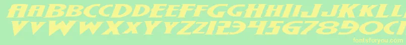 WolfsBaneExpandedItalic-fontti – keltaiset fontit vihreällä taustalla