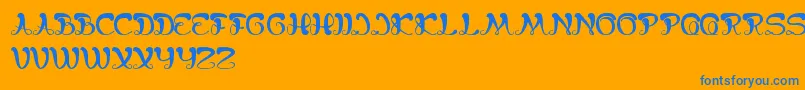 BungaMelatiPutih-Schriftart – Blaue Schriften auf orangefarbenem Hintergrund