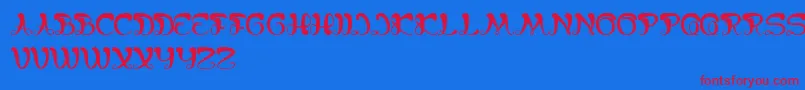 BungaMelatiPutih Font – Red Fonts on Blue Background