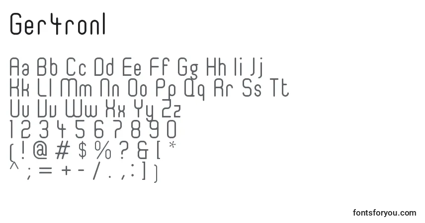 Schriftart Ger4ronl – Alphabet, Zahlen, spezielle Symbole
