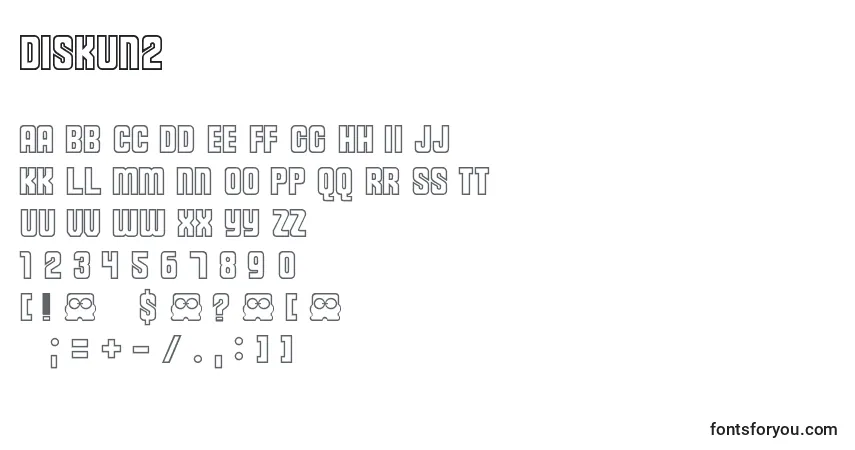 Czcionka Diskun2 – alfabet, cyfry, specjalne znaki