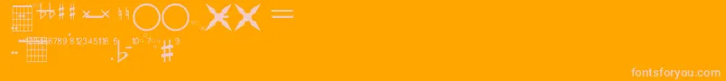 FarhatConstruccionDeAcordes-Schriftart – Rosa Schriften auf orangefarbenem Hintergrund