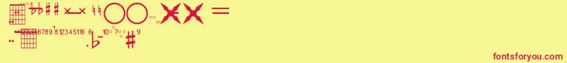 FarhatConstruccionDeAcordes Font – Red Fonts on Yellow Background