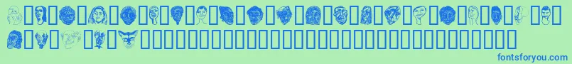 Faces Font – Blue Fonts on Green Background