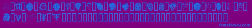 Faces-Schriftart – Blaue Schriften auf violettem Hintergrund