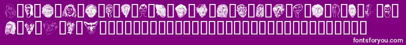 Faces-Schriftart – Weiße Schriften auf violettem Hintergrund