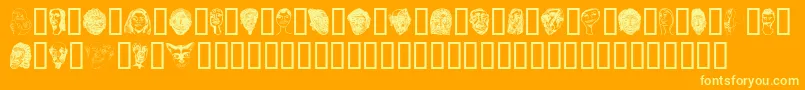 Подробнее о шрифте Faces Шрифт Faces – жёлтые шрифты на оранжевом фоне