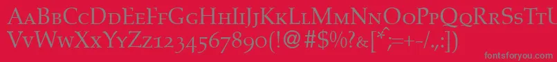 AldonecapsdbNormal-fontti – harmaat kirjasimet punaisella taustalla