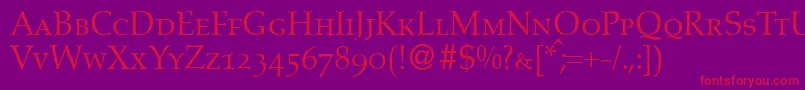 フォントAldonecapsdbNormal – 紫の背景に赤い文字