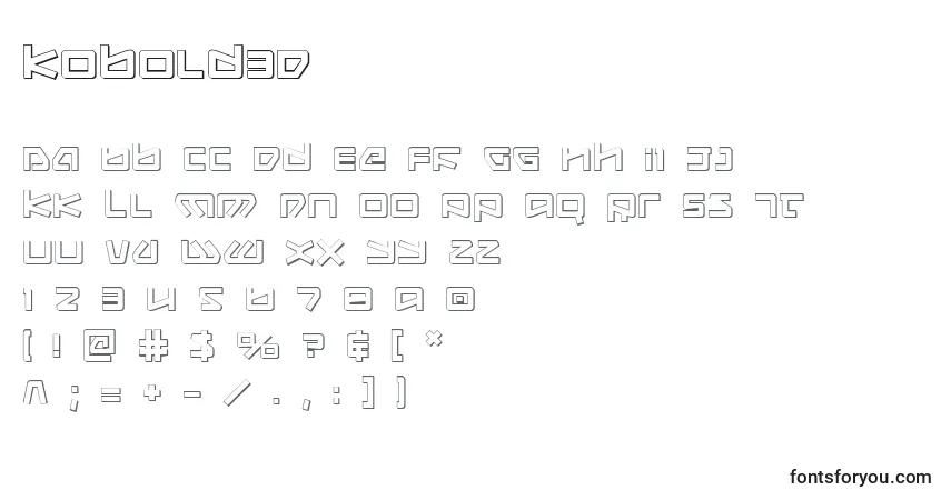 Schriftart Kobold3D – Alphabet, Zahlen, spezielle Symbole