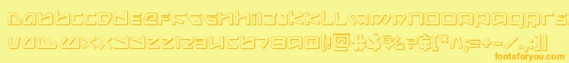 フォントKobold3D – オレンジの文字が黄色の背景にあります。