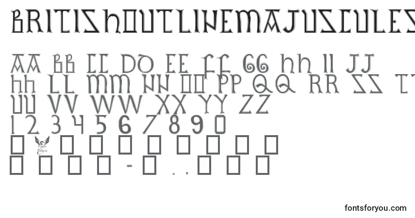 A fonte BritishOutlineMajuscules – alfabeto, números, caracteres especiais
