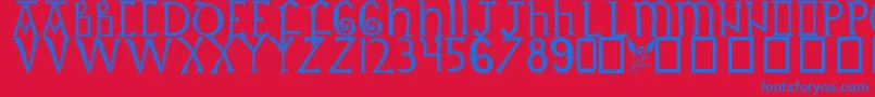 BritishOutlineMajuscules Font – Blue Fonts on Red Background