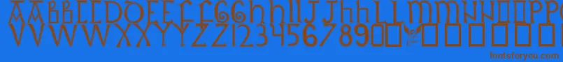 BritishOutlineMajuscules Font – Brown Fonts on Blue Background