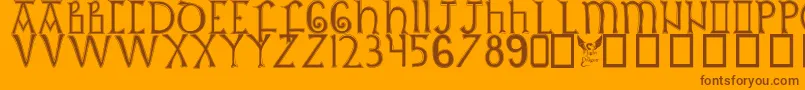 BritishOutlineMajuscules Font – Brown Fonts on Orange Background