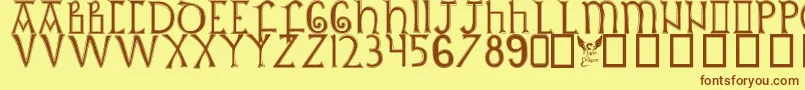 BritishOutlineMajuscules Font – Brown Fonts on Yellow Background