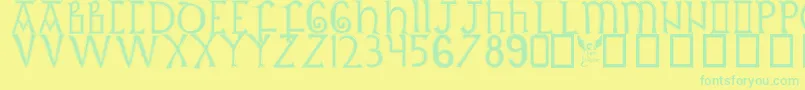 BritishOutlineMajuscules Font – Green Fonts on Yellow Background