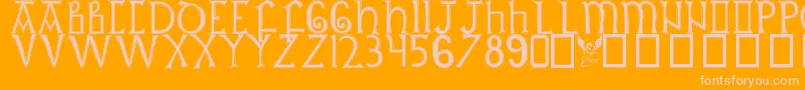 BritishOutlineMajuscules-Schriftart – Rosa Schriften auf orangefarbenem Hintergrund
