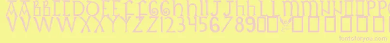 BritishOutlineMajuscules Font – Pink Fonts on Yellow Background