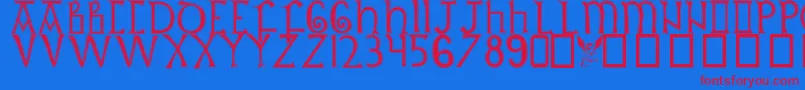 BritishOutlineMajuscules Font – Red Fonts on Blue Background