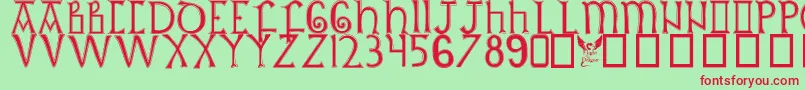 BritishOutlineMajuscules Font – Red Fonts on Green Background