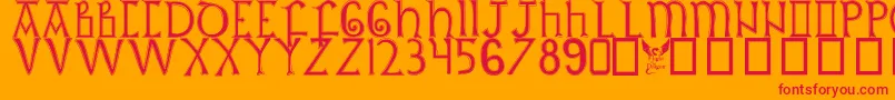 BritishOutlineMajuscules Font – Red Fonts on Orange Background