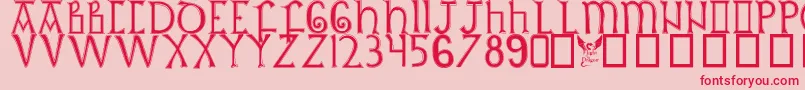 BritishOutlineMajuscules Font – Red Fonts on Pink Background