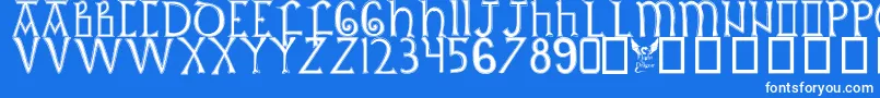 BritishOutlineMajuscules Font – White Fonts on Blue Background