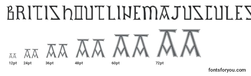 Размеры шрифта BritishOutlineMajuscules