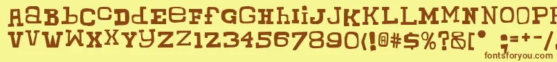 フォントChunkyMunkySerif – 茶色の文字が黄色の背景にあります。