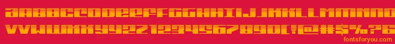 Fonte Michiganhalf – fontes laranjas em um fundo vermelho