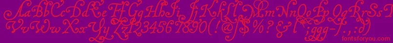 Malatcku-Schriftart – Rote Schriften auf violettem Hintergrund