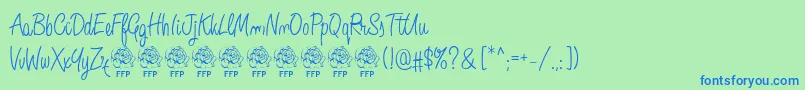 フォントAngeliqueRoseFontFfp – 青い文字は緑の背景です。