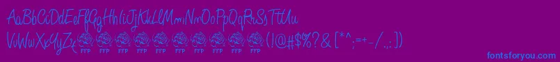 AngeliqueRoseFontFfp-Schriftart – Blaue Schriften auf violettem Hintergrund