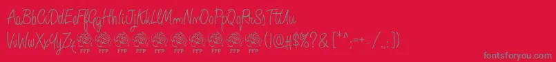 AngeliqueRoseFontFfp-Schriftart – Graue Schriften auf rotem Hintergrund