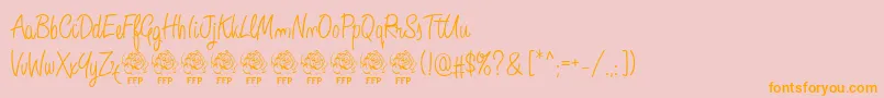 AngeliqueRoseFontFfp-Schriftart – Orangefarbene Schriften auf rosa Hintergrund