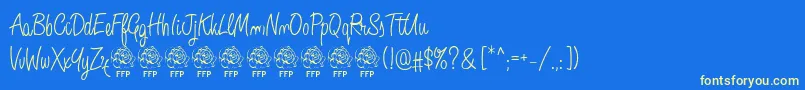 AngeliqueRoseFontFfp-fontti – keltaiset fontit sinisellä taustalla