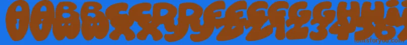 RoundishToons Font – Brown Fonts on Blue Background
