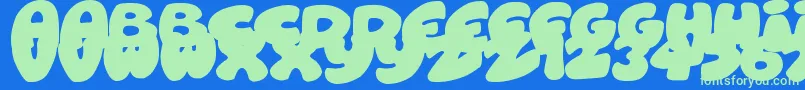 RoundishToons Font – Green Fonts on Blue Background