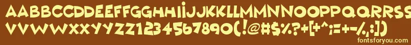 MushyLove-fontti – keltaiset fontit ruskealla taustalla