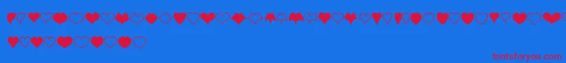 HeartShapes-Schriftart – Rote Schriften auf blauem Hintergrund