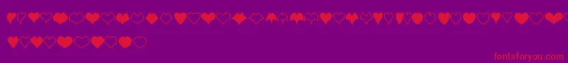 HeartShapes Font – Red Fonts on Purple Background