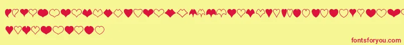 フォントHeartShapes – 赤い文字の黄色い背景