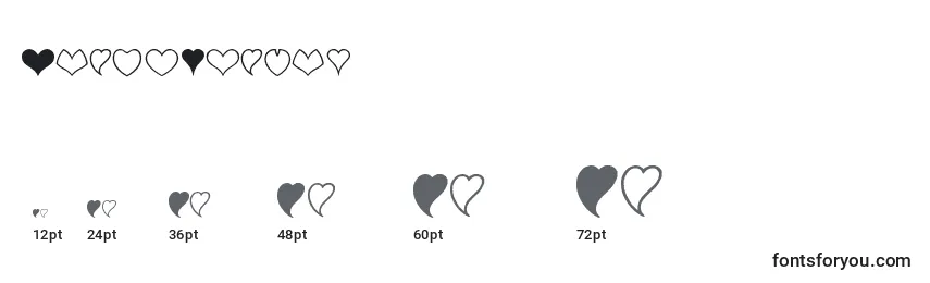 HeartShapes Font Sizes