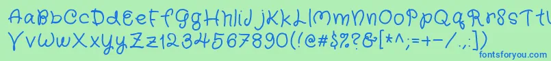 Kidergarden Font – Blue Fonts on Green Background