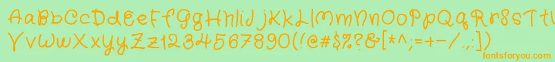 Kidergarden Font – Orange Fonts on Green Background